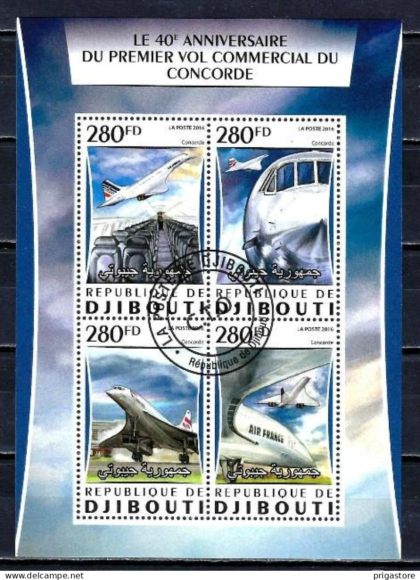 Avions Concorde Djibouti 2016 (73) Yvert N° 1067 à 1070 Feuillet Oblitéré Used - Concorde