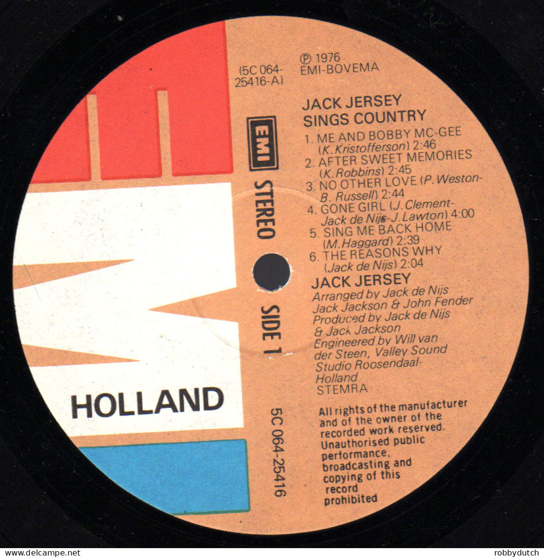 * LP *  JACK JERSEY SINGS COUNTRY (Holland 1976) - Country Y Folk