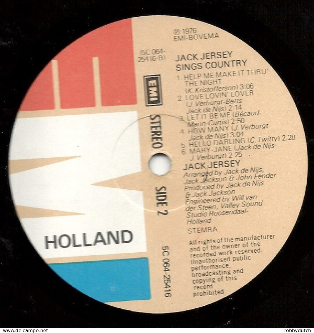 * LP *  JACK JERSEY SINGS COUNTRY (Holland 1976) - Country & Folk