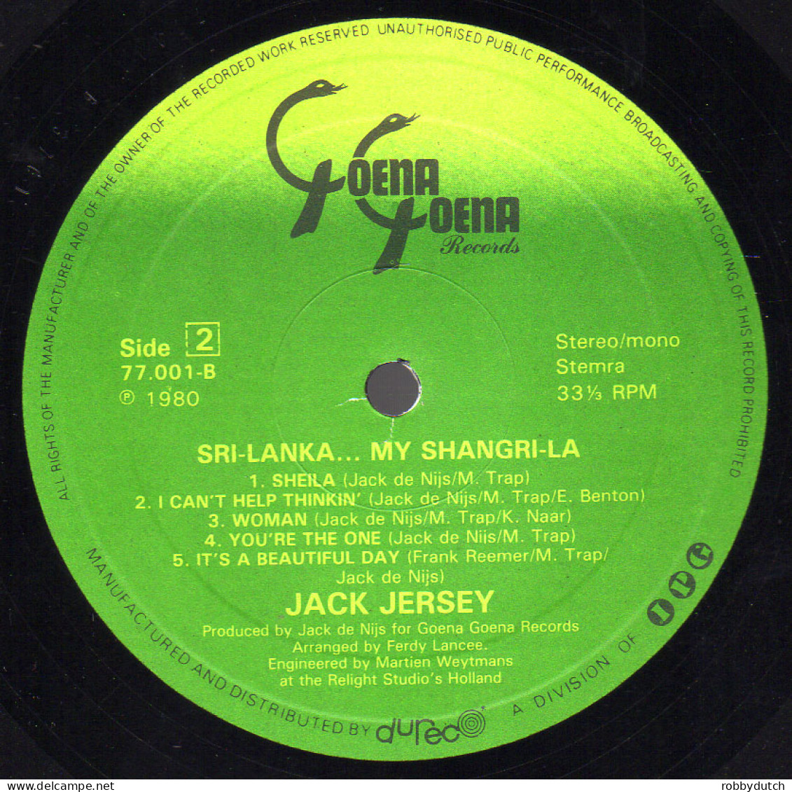 * LP *  JACK JERSEY - SRI-LANKA ...MY SHANGRI-LA (Holland 1980 EX) - Disco, Pop