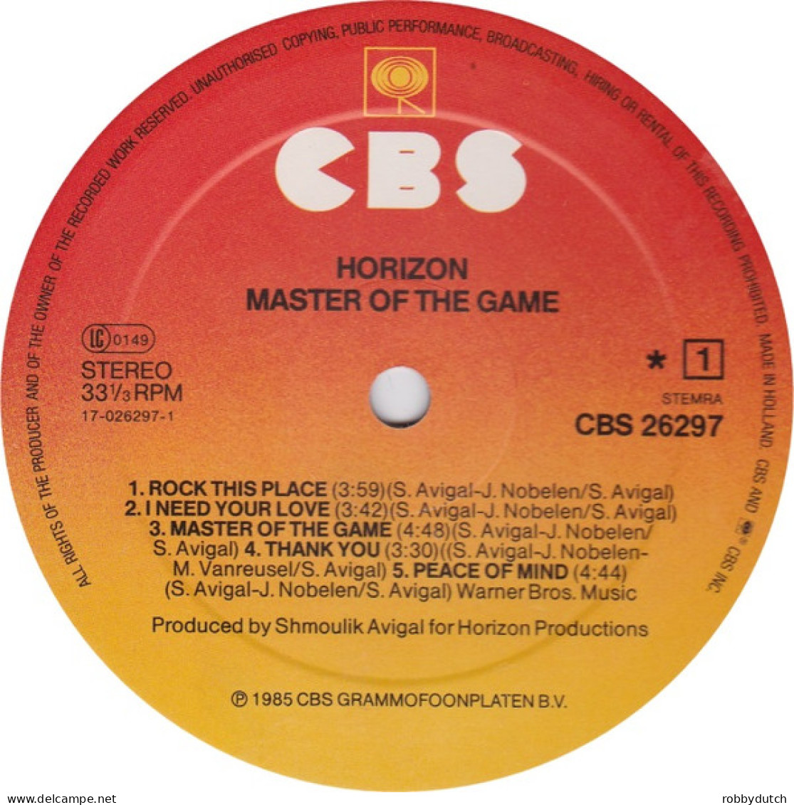 * LP *  HORIZON - MASTER OF THE GAME (Holland 1985 EX!) - Hard Rock & Metal