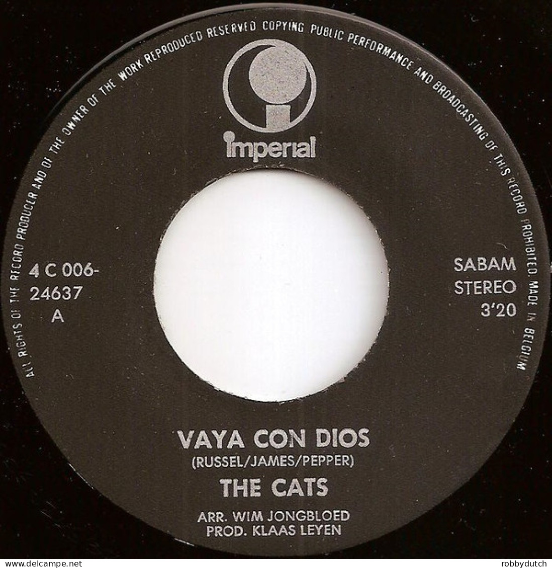 * 7" EP *  The CATS - VAYA CON DIOS (Belgium 1972) - Disco & Pop