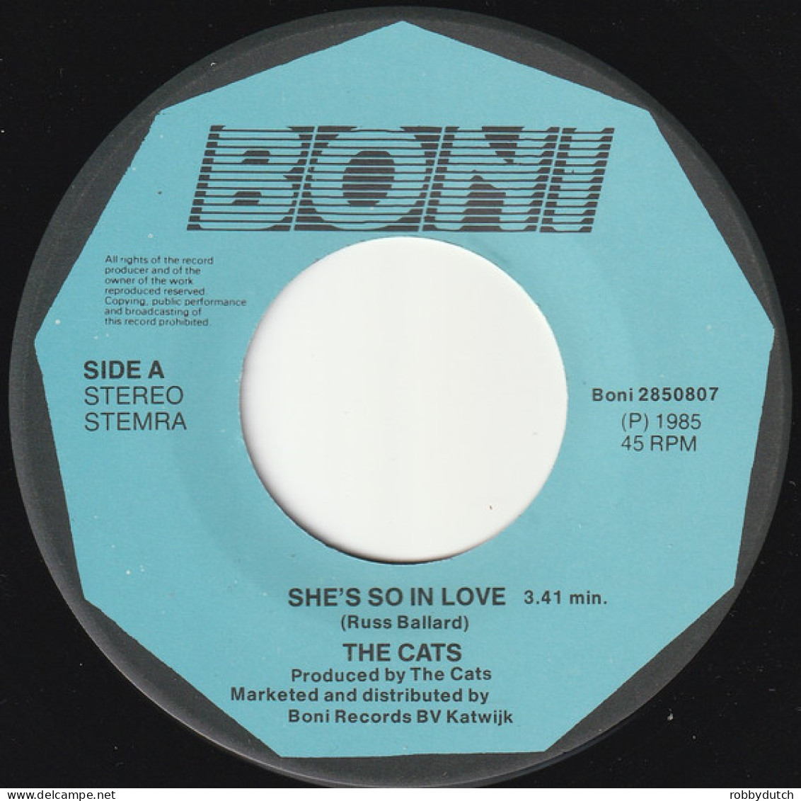 * 7" *  The CATS - SHE'S SO IN LOVE (Holland 1985 EX-) - Disco & Pop