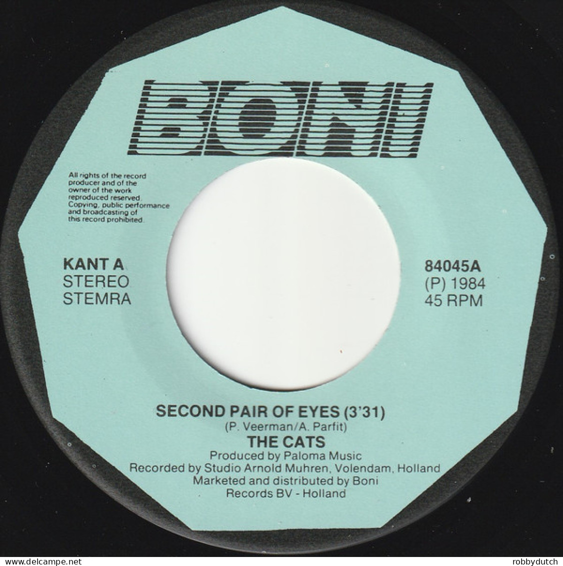 * 7" *  THE CATS - SECOND PAIR OF EYES (Special Single Remix) (Holland 1984 EX) - Disco, Pop