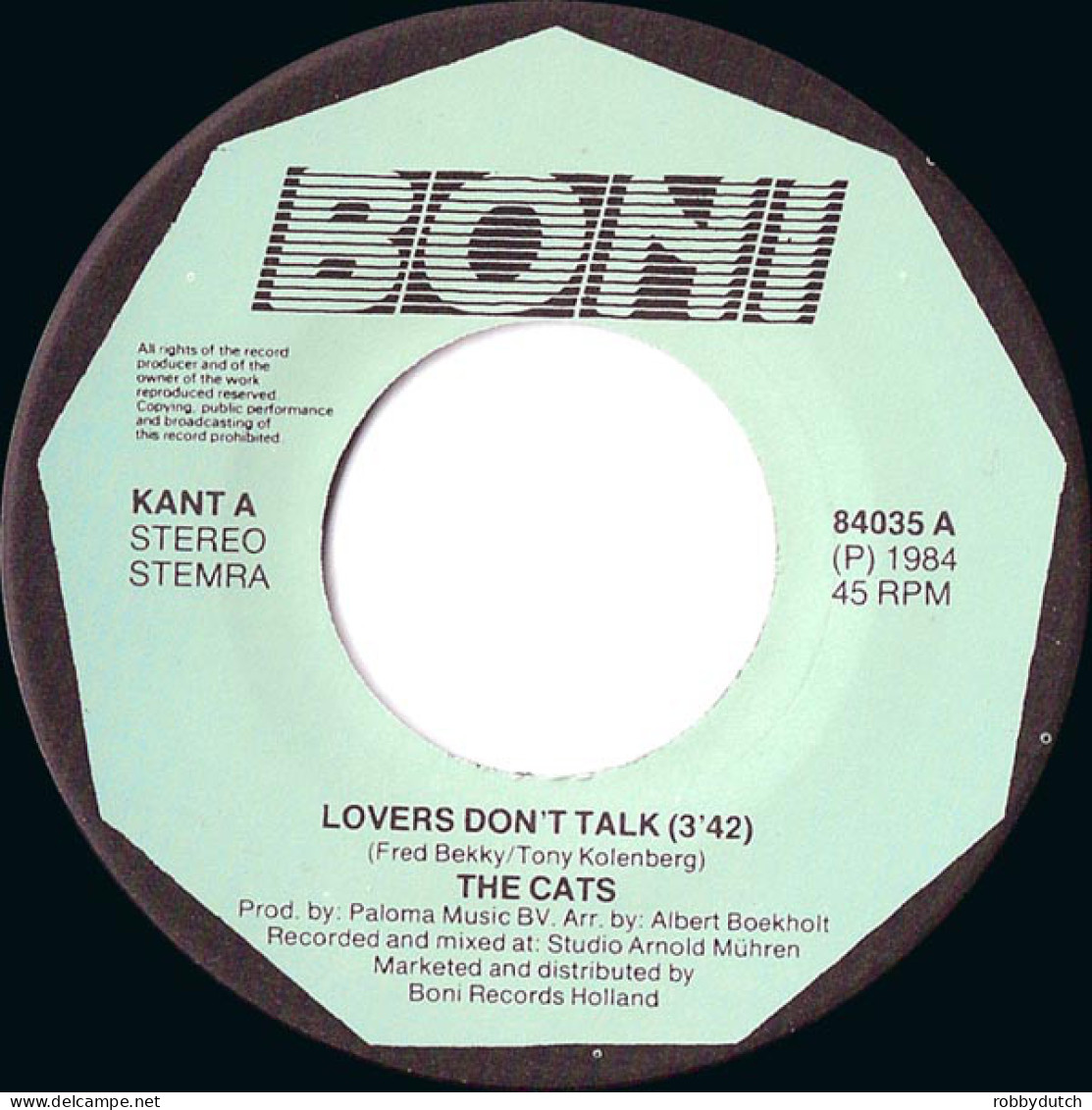 * 7" *  THE CATS - LOVERS DON'T TALK (Holland 1984 EX-) - Disco & Pop