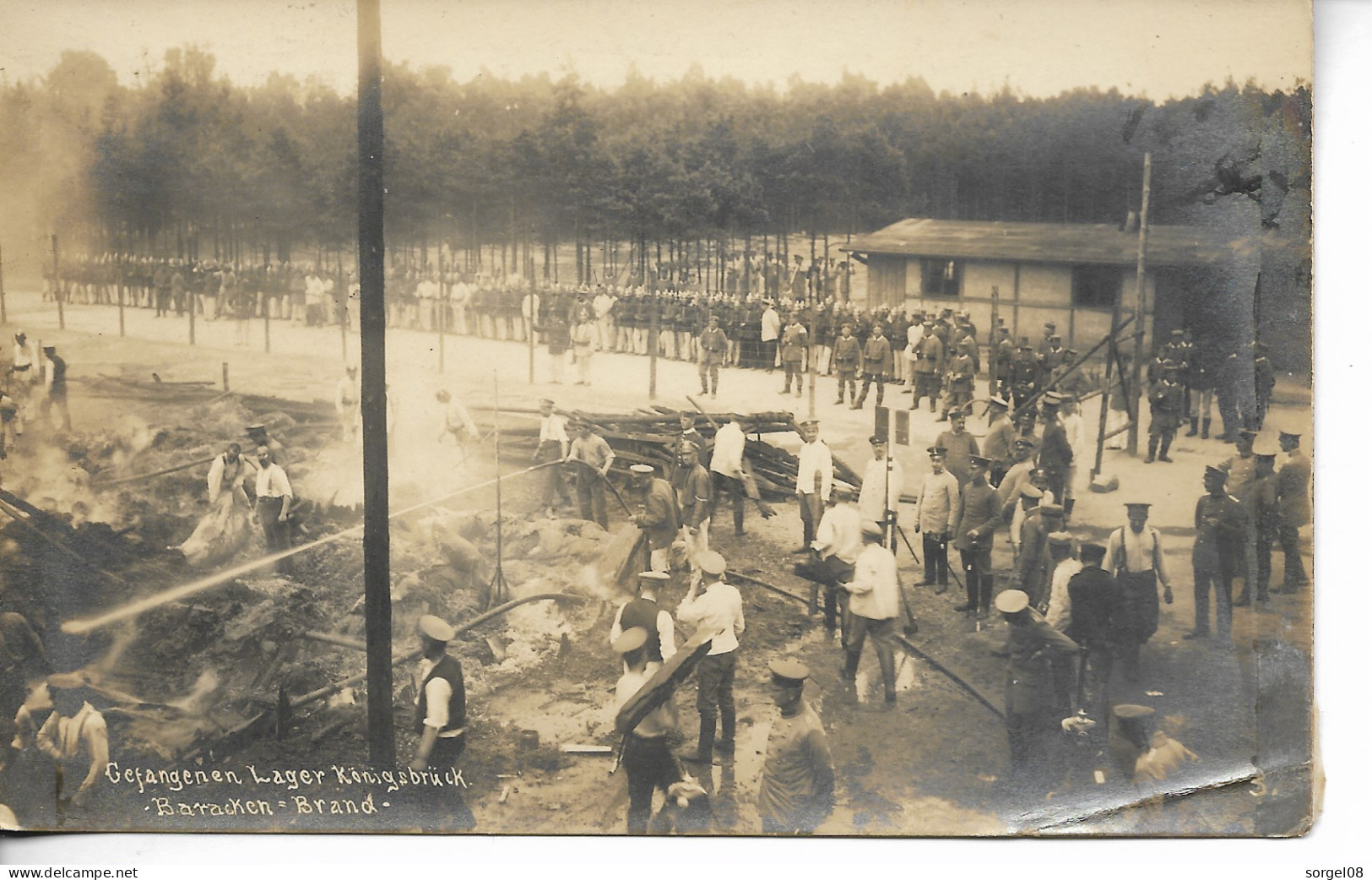 KÖNIGSBRÜCK Saxe Guerre 14 18 Militaria Carte Photo Camp Prisonniers Incendie Du Camp Kriegsgefangenensendung - Koenigsbrueck