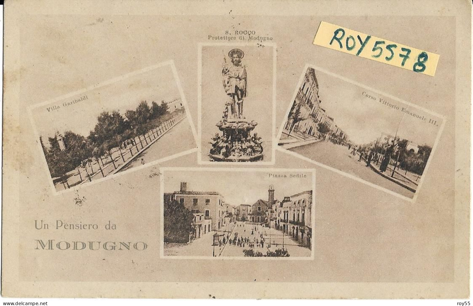 Puglia-bari-modugno Vedute Vedutine Villa S.rocco Corso Piazza Un Pensiero Da Modugno Primi Anni 30 (f.picc./v.retro) - Sonstige & Ohne Zuordnung