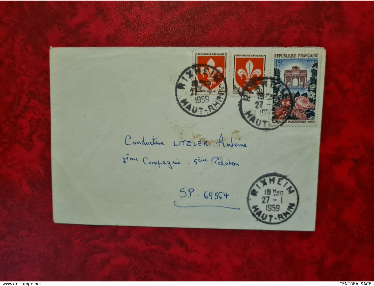 LETTRE RIXHEIM POUR POSTE AUX ARMEES 1959 SP 69564 - Andere & Zonder Classificatie