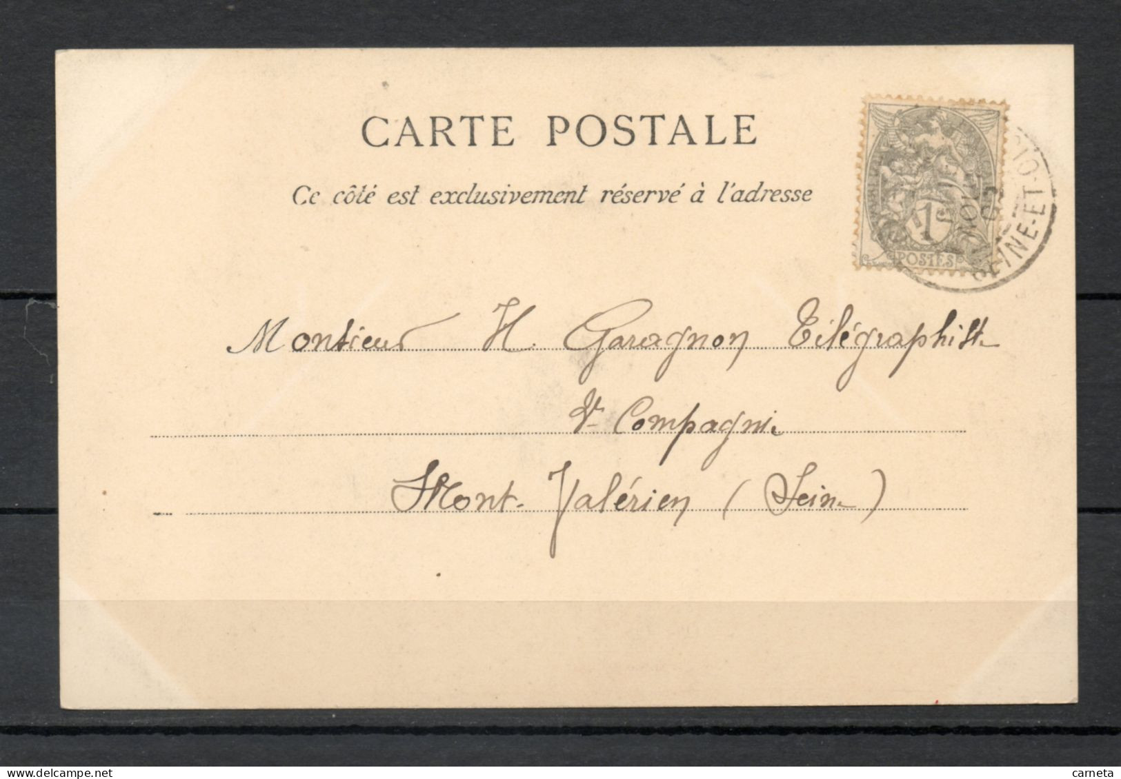 FRANCE   N° 107   SUR  CARTE POSTALE    OBLITERE   COTE ? €     TYPE BLANC - 1900-29 Blanc