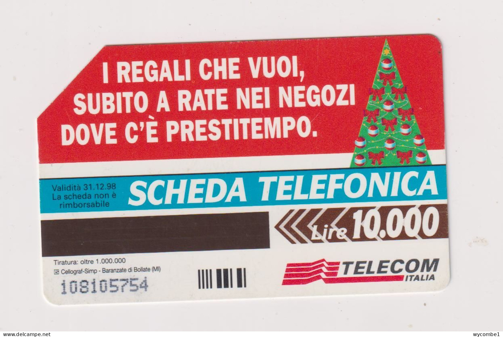 ITALY -  Christmas Urmet  Phonecard - Públicas Ordinarias