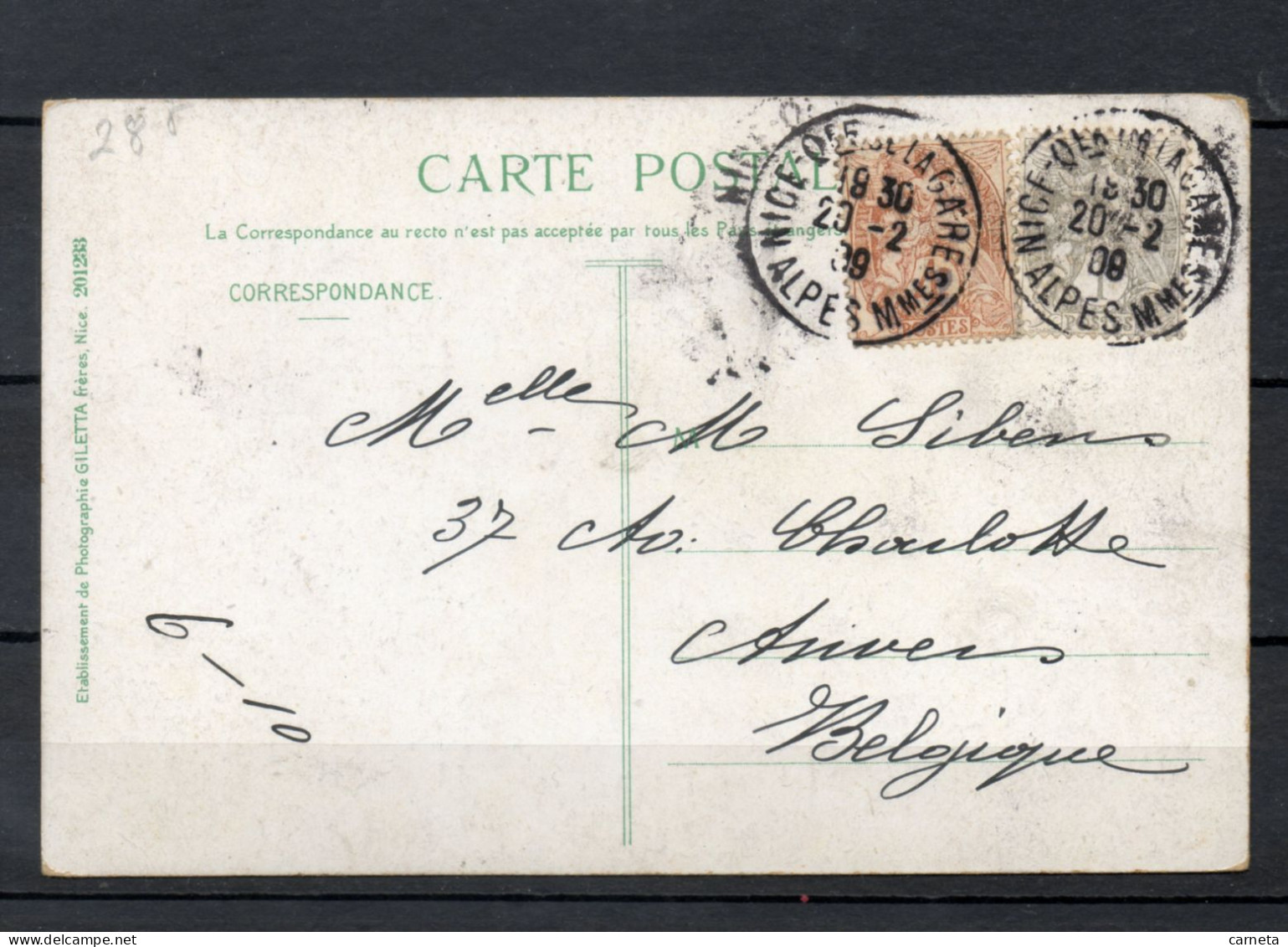 FRANCE   N° 107 + 110   SUR  CARTE POSTALE    OBLITERE   COTE ? €     TYPE BLANC - 1900-29 Blanc