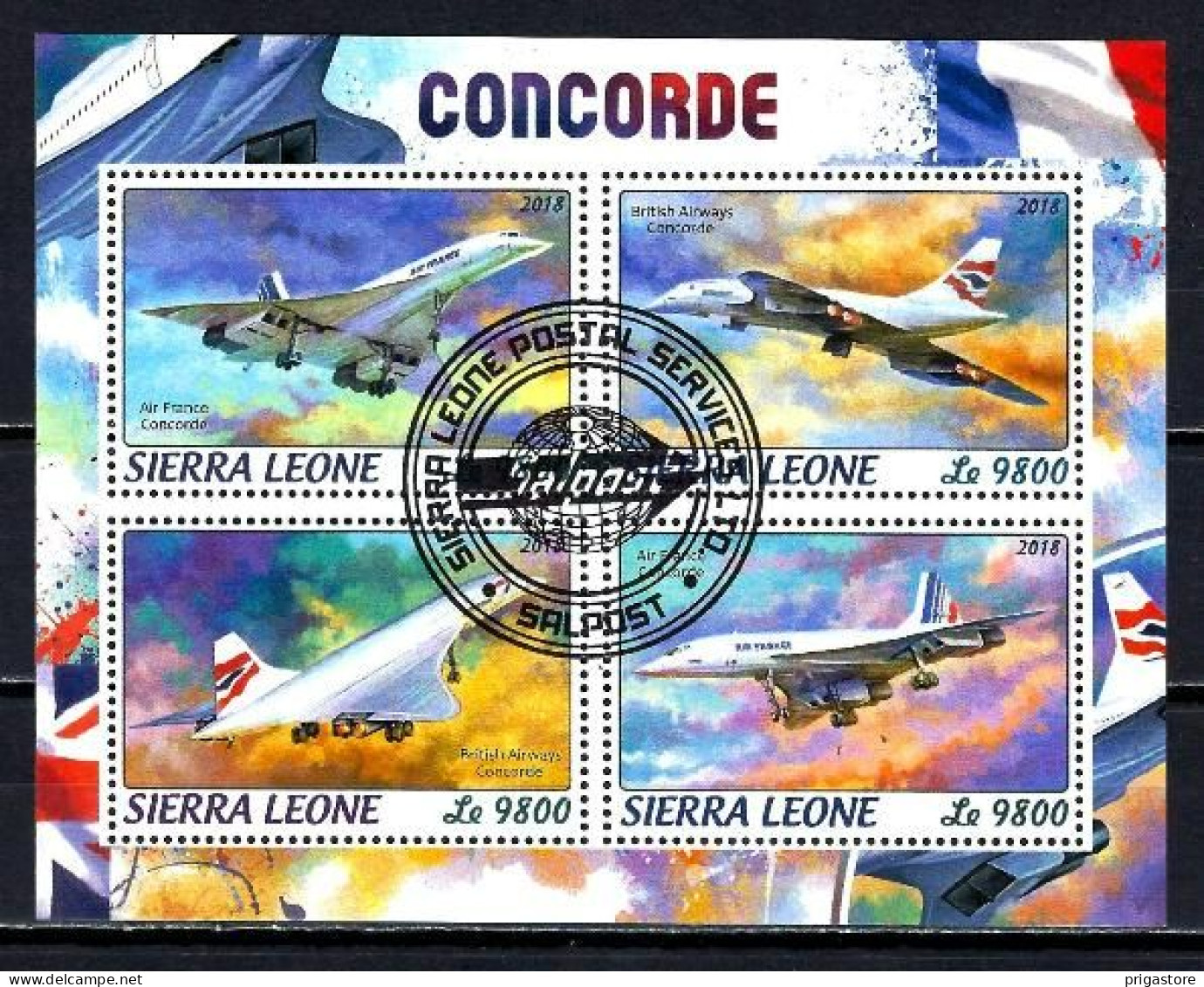 Avions Concorde Sierra Leone 2018 (78) Yvert N° 7941 à 7944 Feuillet Oblitéré Used - Concorde