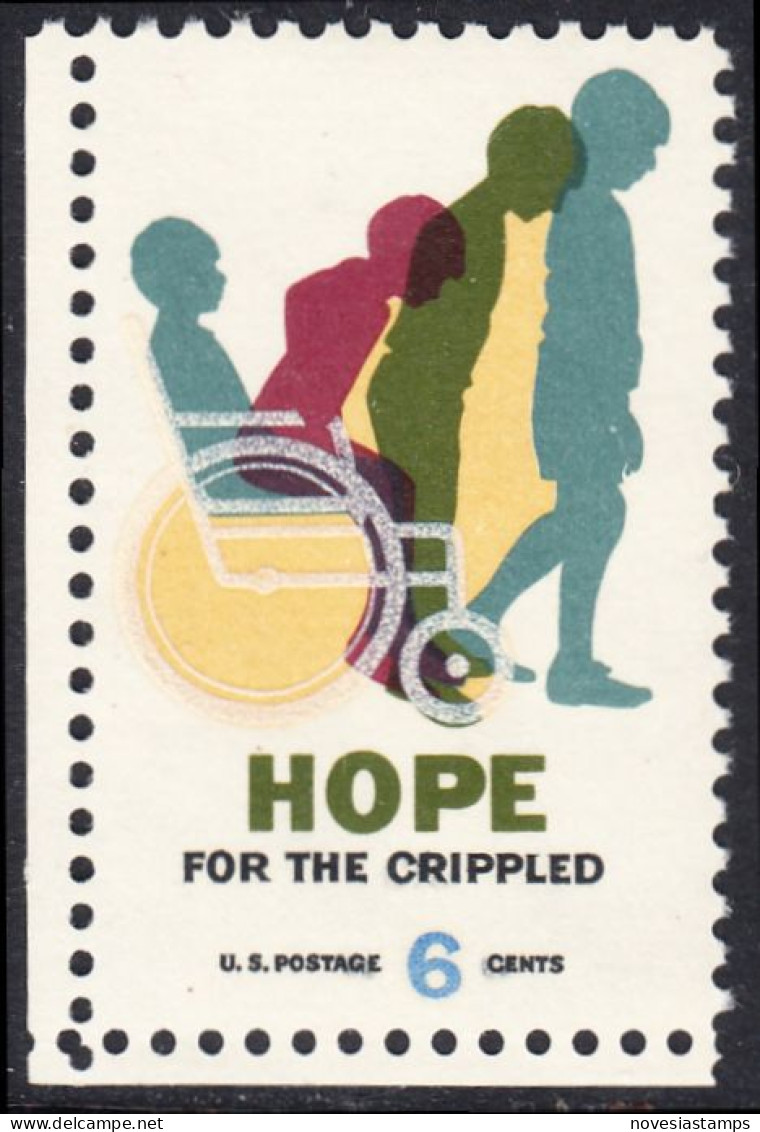 !a! USA Sc# 1385 MNH SINGLE W/ Left & Bottom Margins (Gum Slightly Damaged) - Hope For The Crippled - Ongebruikt