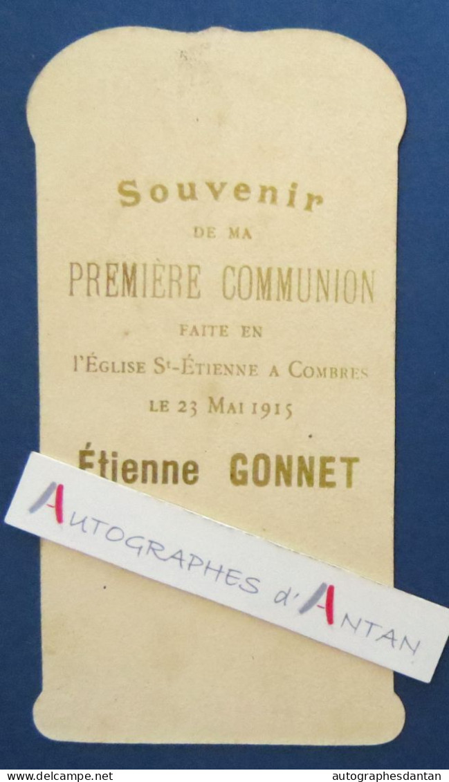 ● Etienne GONNET 1915 Combres église Saint Etienne Souvenir Première Communion Image Pieuse Loire 42 - Communion