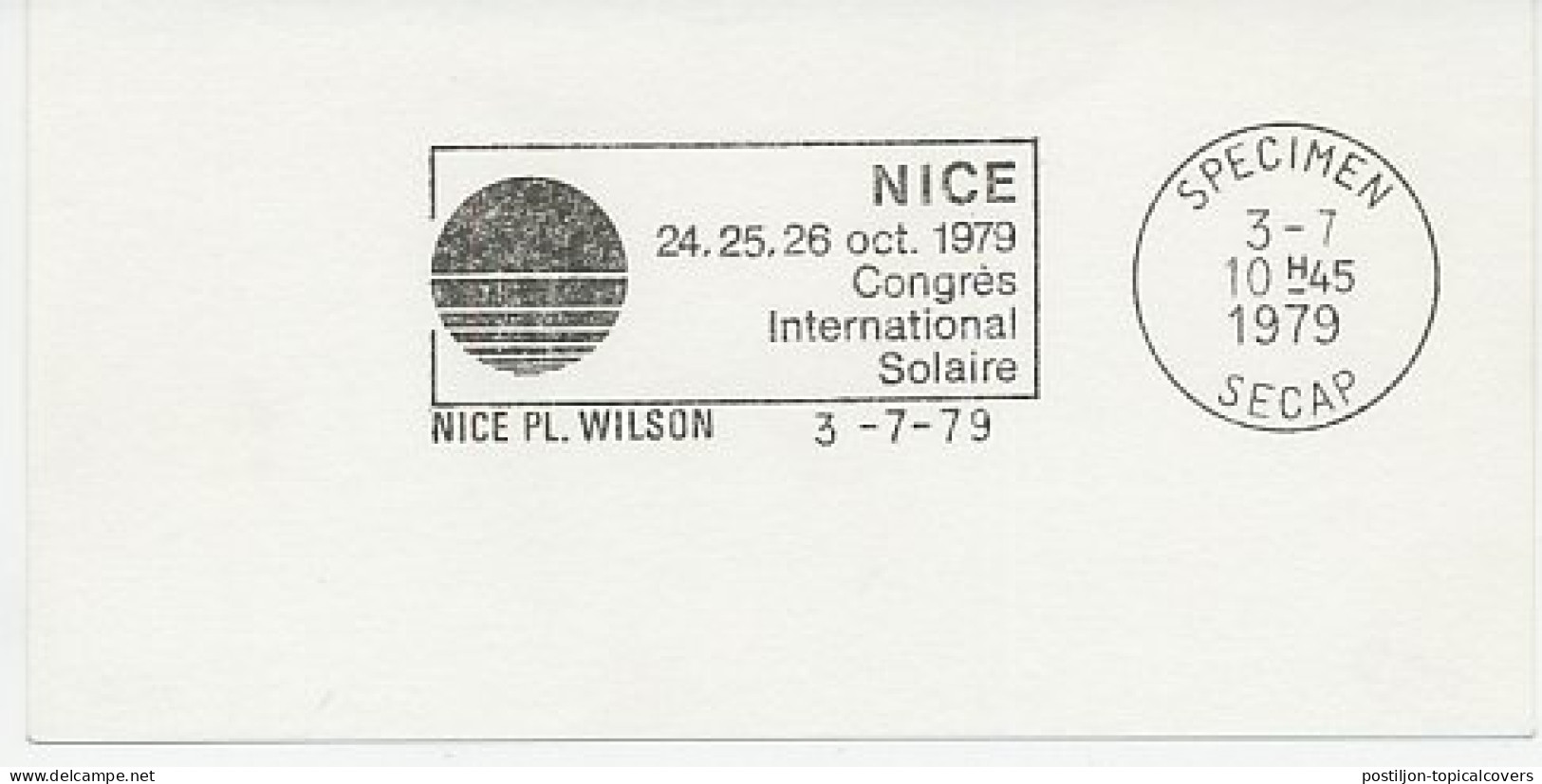 Specimen Postmark Card France 1979 International Solar Congress - Climate & Meteorology