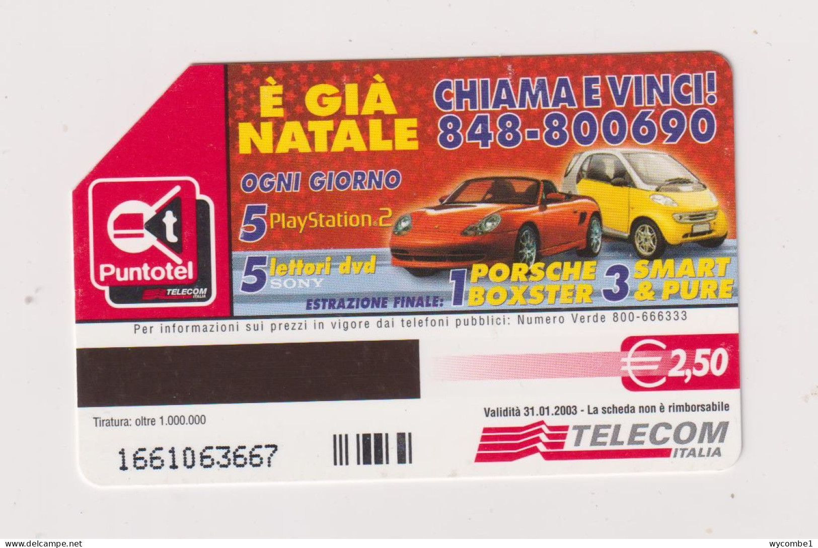 ITALY -  Competition To Win Porsche Boxster Urmet  Phonecard - Publiques Ordinaires