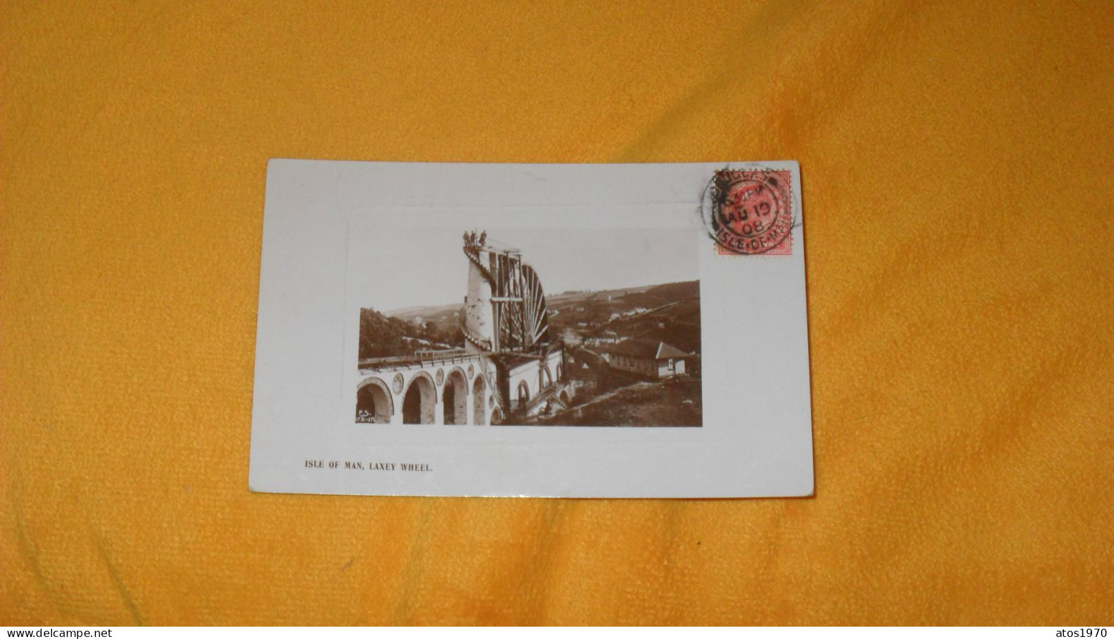 CARTE POSTALE ANCIENNE CIRCULEE DE 1908../ ISLE OF MAN.- LAXEY WHEEL...CACHETS + TIMBRE - Isola Di Man (dell'uomo)