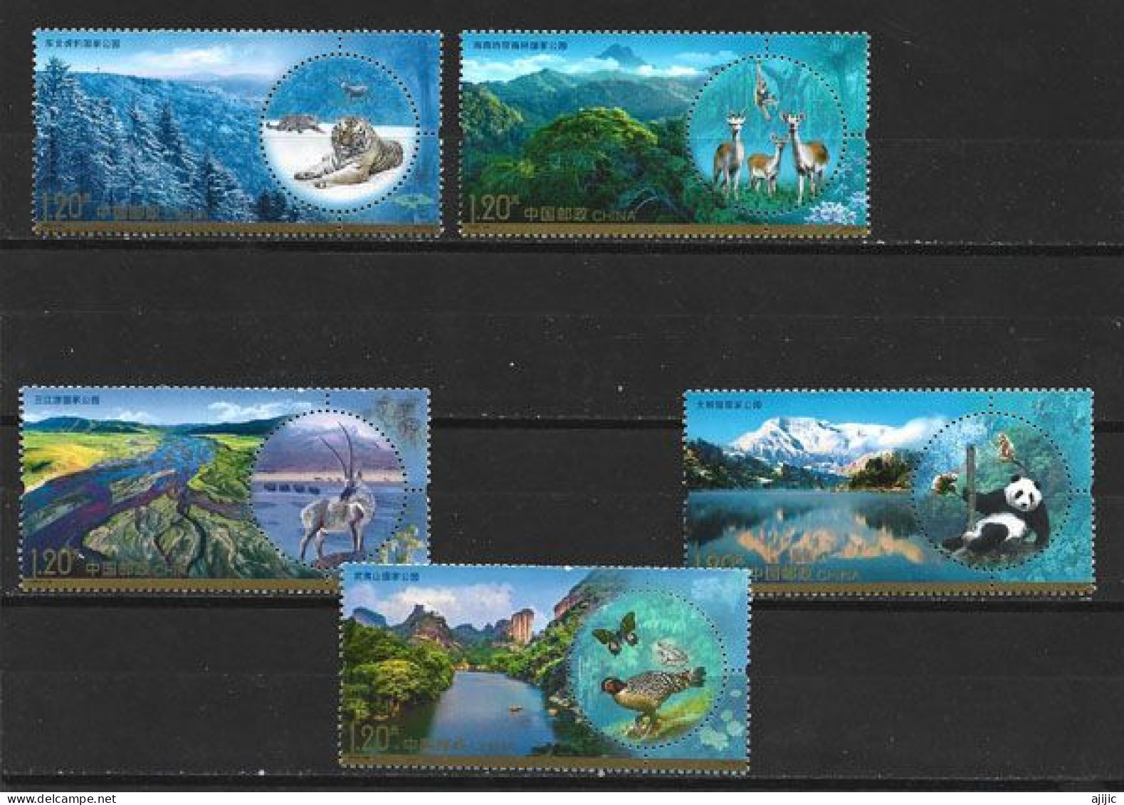 2022. Parcs Nationaux De Chine. 5 Timbres Neufs **  Bords De Feuille - Unused Stamps