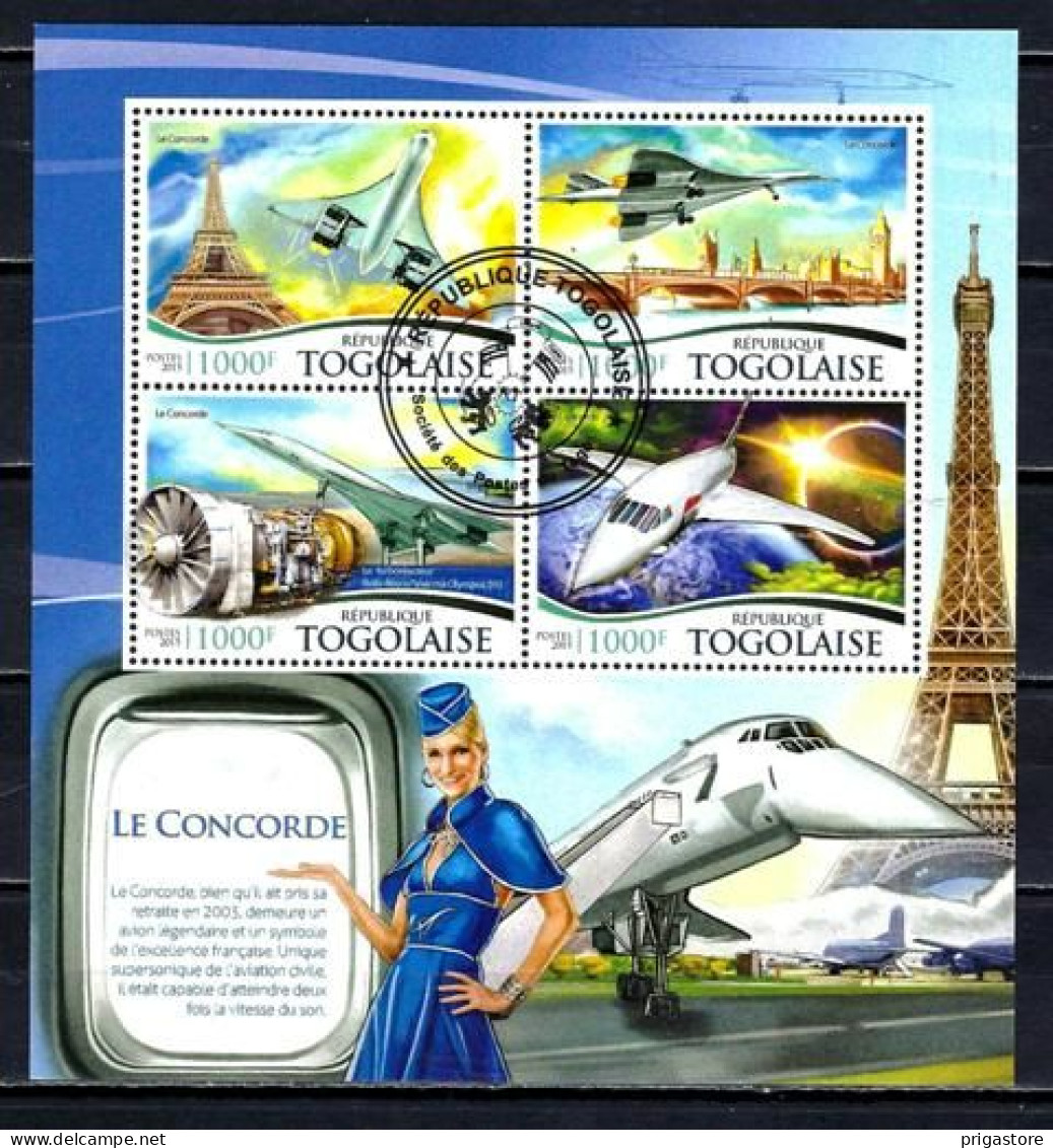 Avions Concorde Togo 2015 (80) Yvert N° 4600 à 4603 Feuillet Oblitéré Used - Concorde