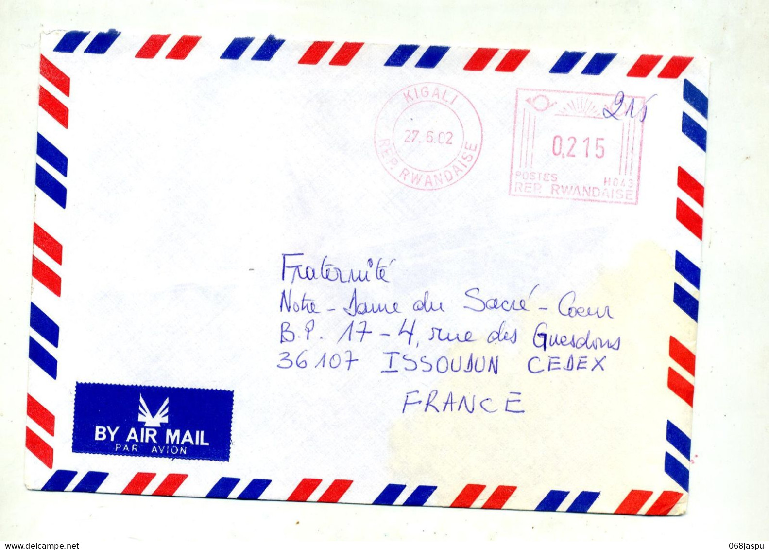 Lettre Machine Kigali - Storia Postale