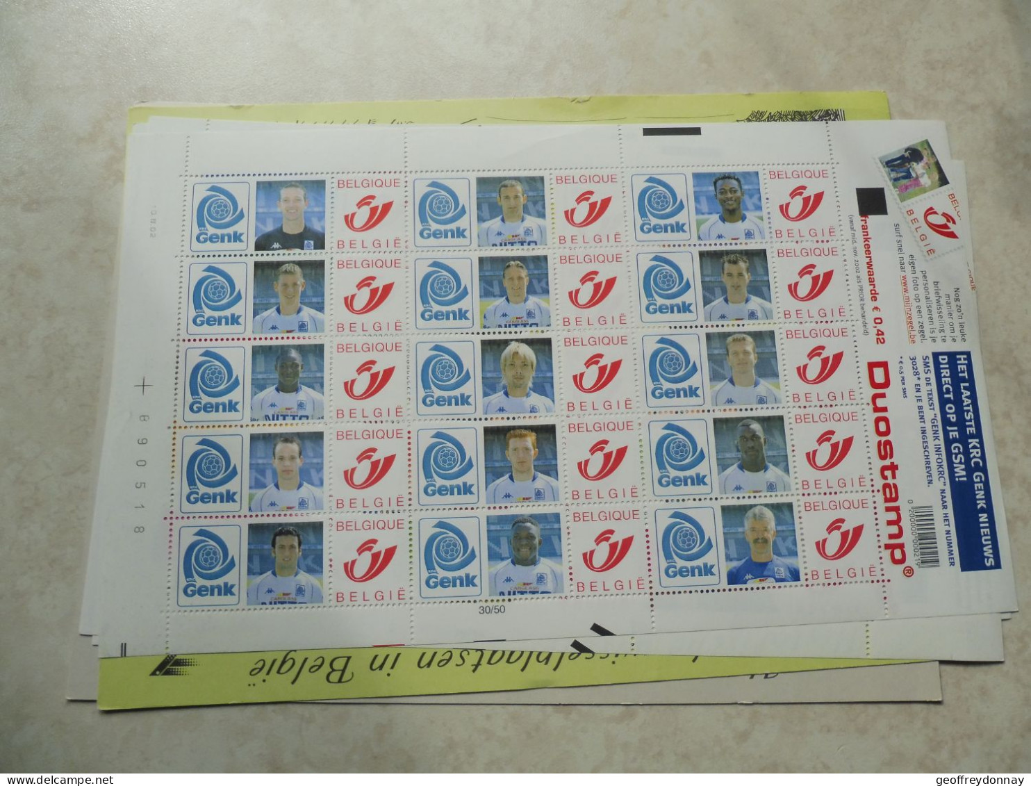 Duostamp Belgique Belgie K3 Football Voetball Soccer Genk Neuf Mnh ** Parfait Perfect Feuille Blad Complete  Non Pliée - Autres & Non Classés