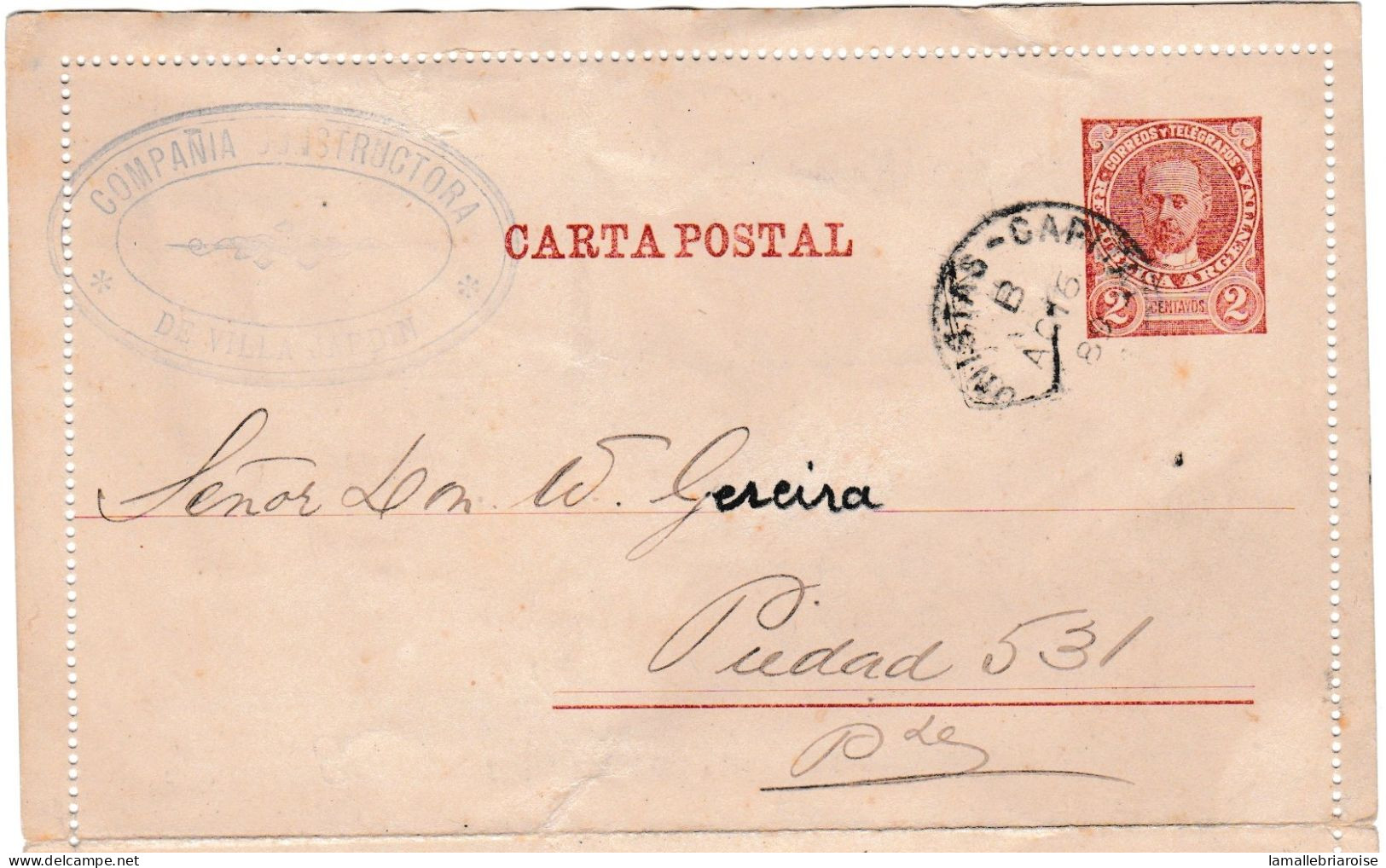 Argentine, Entier Avec Repiquage Interieur, 1889 - Storia Postale