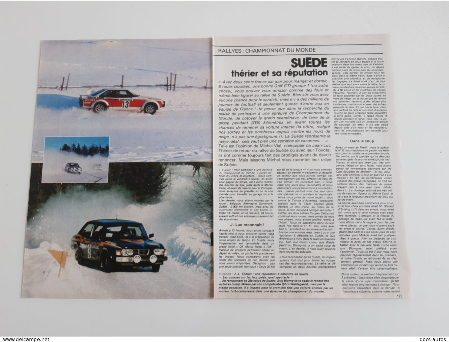 Rallye Championnat Du Monde En Suède - Coupure De Presse Automobile - Autres & Non Classés