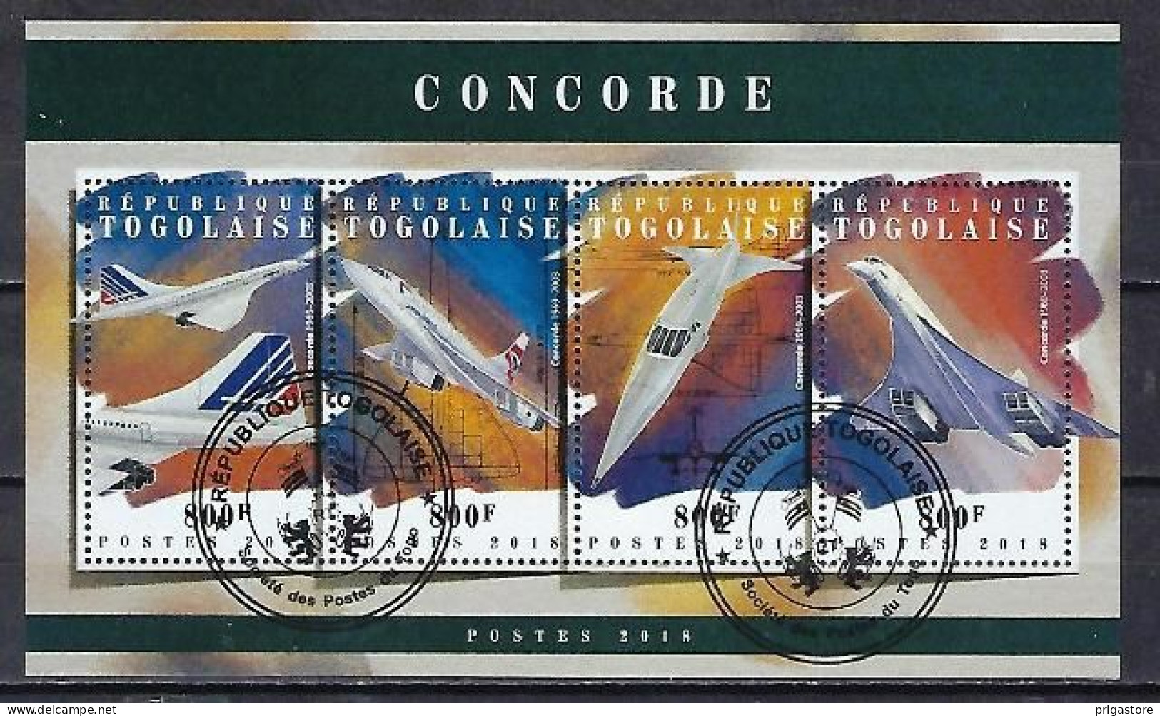 Avions Concorde Togo 2018 (84) Yvert N° 6208 à 6211 Feuillet Oblitéré Used - Concorde