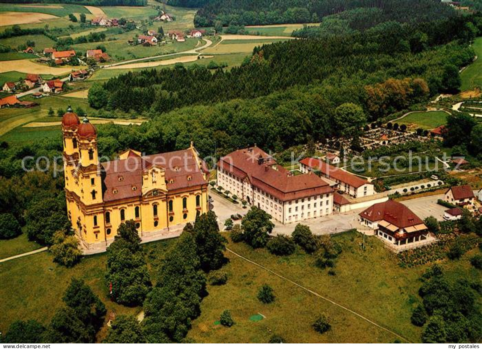 73542002 Ellwangen Jagst Wallfahrtskirche Schoenenberg Fliegeraufnahme Ellwangen - Ellwangen