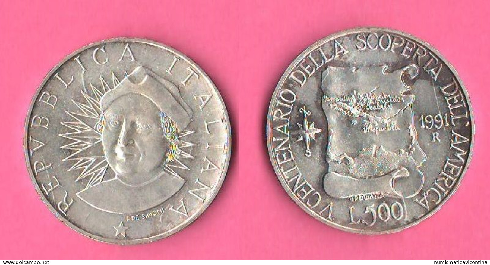 ITALIA 500 Lire 1991 Scoperta America Discovery Columbus Italie Italy Silver Coin - Conmemorativas