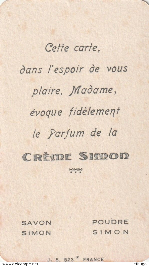 74 - CARTE PARFUMEE CREME ET POUDRE SIMON . JOLI PAPILLON SUR FLEUR . SCAN   . - Anciennes (jusque 1960)