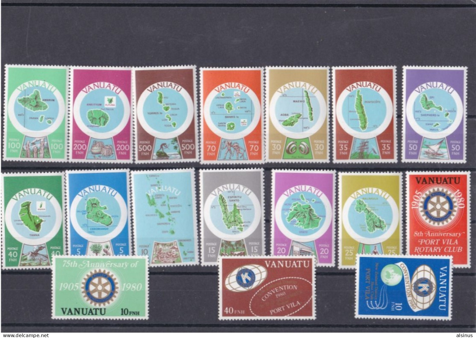 VANUATU - 1980 -  N°596/608 - CARTOGRAPHIE DES ILES  - 4 TIMBRES DIVERS DE 1980 - Vanuatu (1980-...)