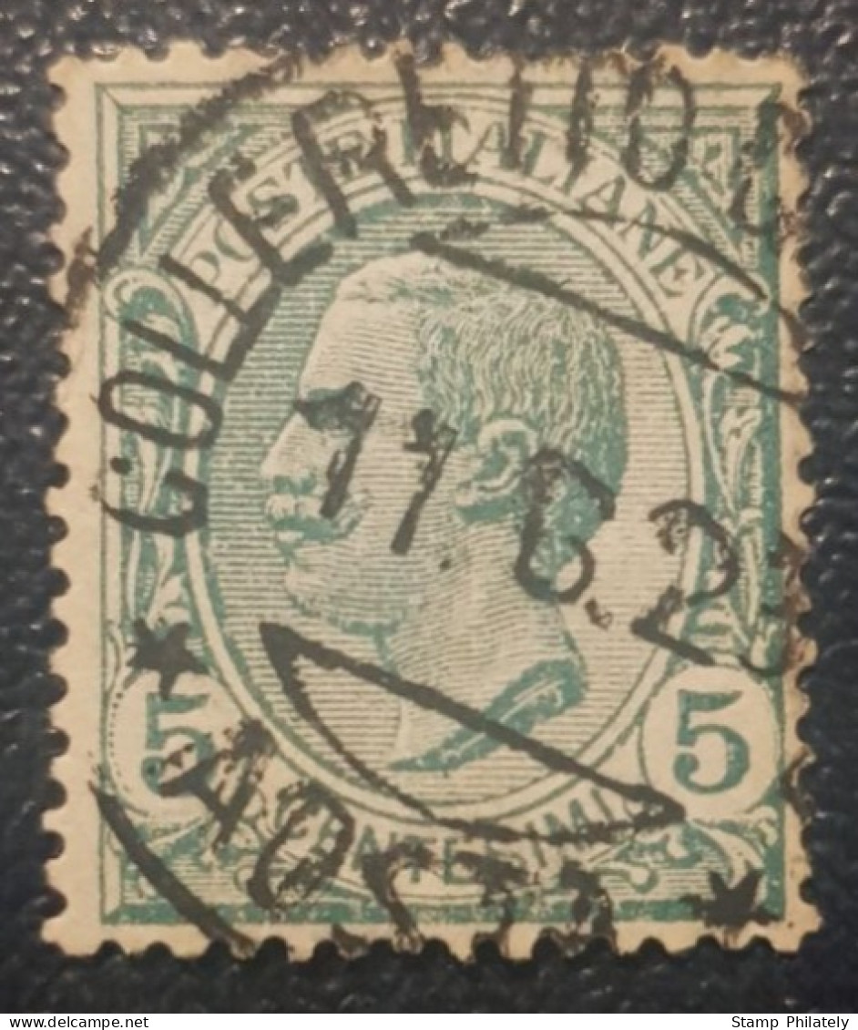 Italy 5C Used Postmark Stamp King Vector Colleretto Cancel - Oblitérés