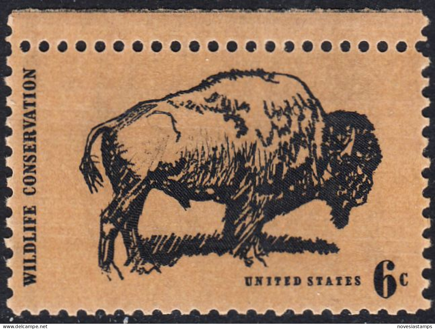 !a! USA Sc# 1392 MNH SINGLE W/ Top Margin (a2) - Wildlife Conservation: American Buffalo - Nuovi