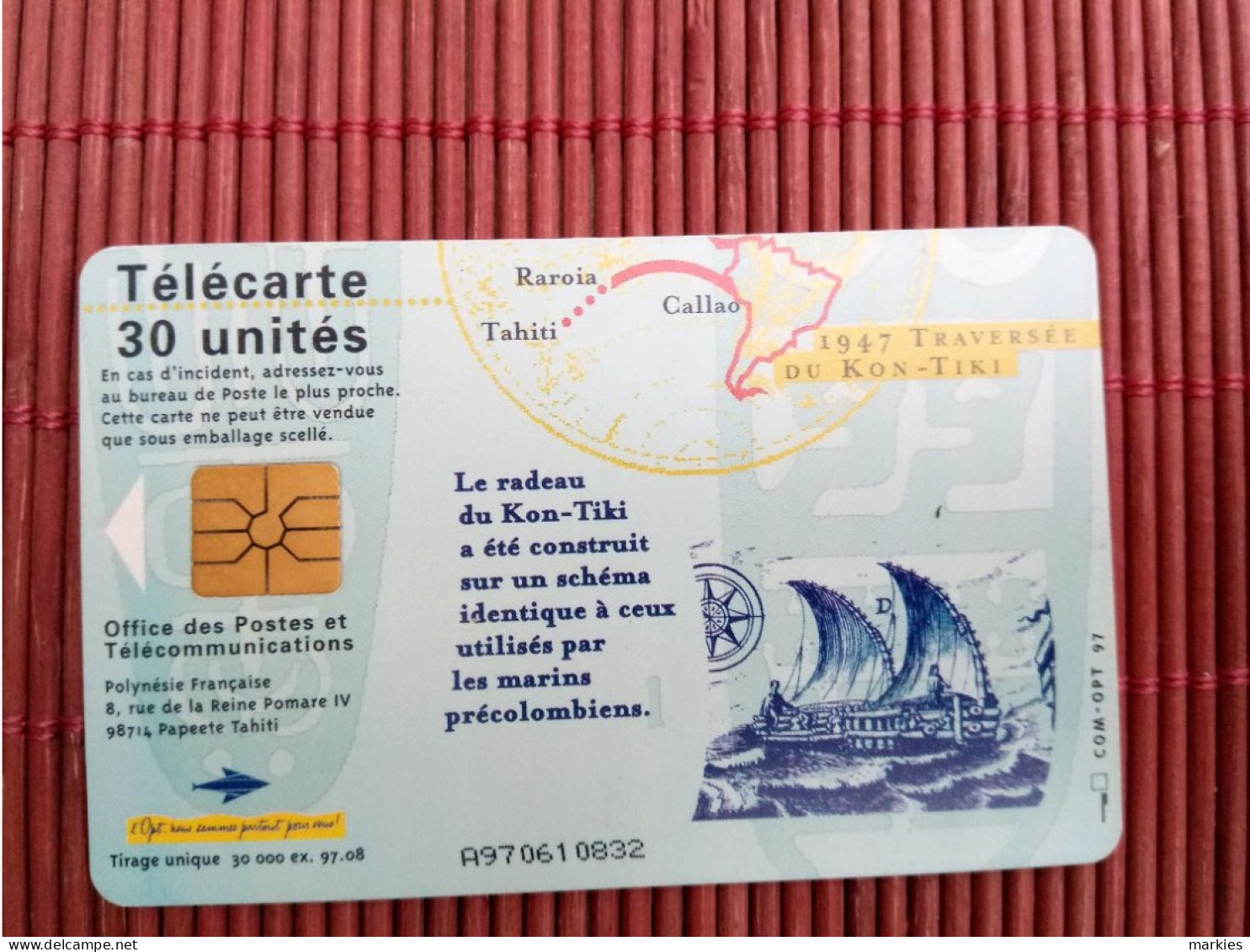 Phonecard French Polynesia 30 Units Used Only 30.000 Ex Made Are - Polinesia Francese