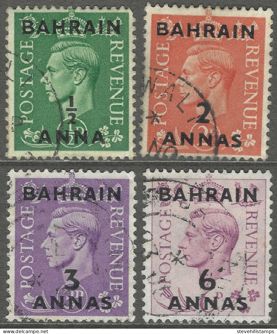 Bahrain. 1948-49 KGVI Stamps Of GB Surcharged.  4 Used Values To 6a On 6d. SG 51etc. M3057 - Bahrain (...-1965)