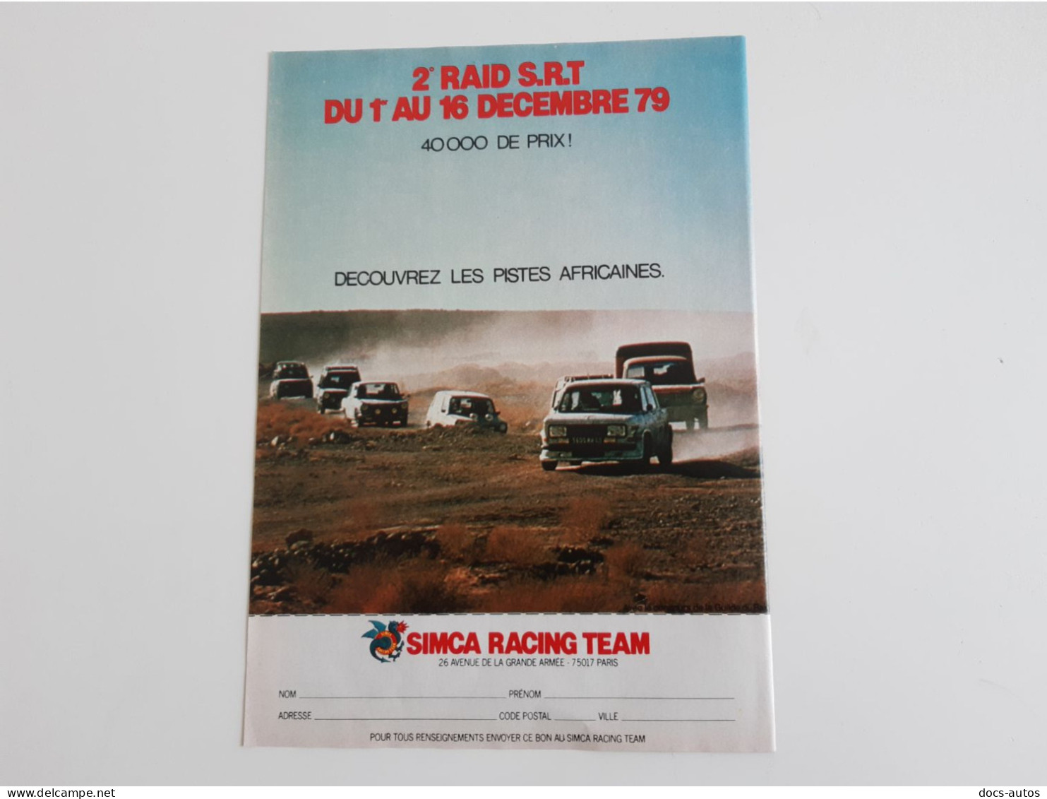 Simca Racing Team - Publicité De Presse Automobile - Andere & Zonder Classificatie