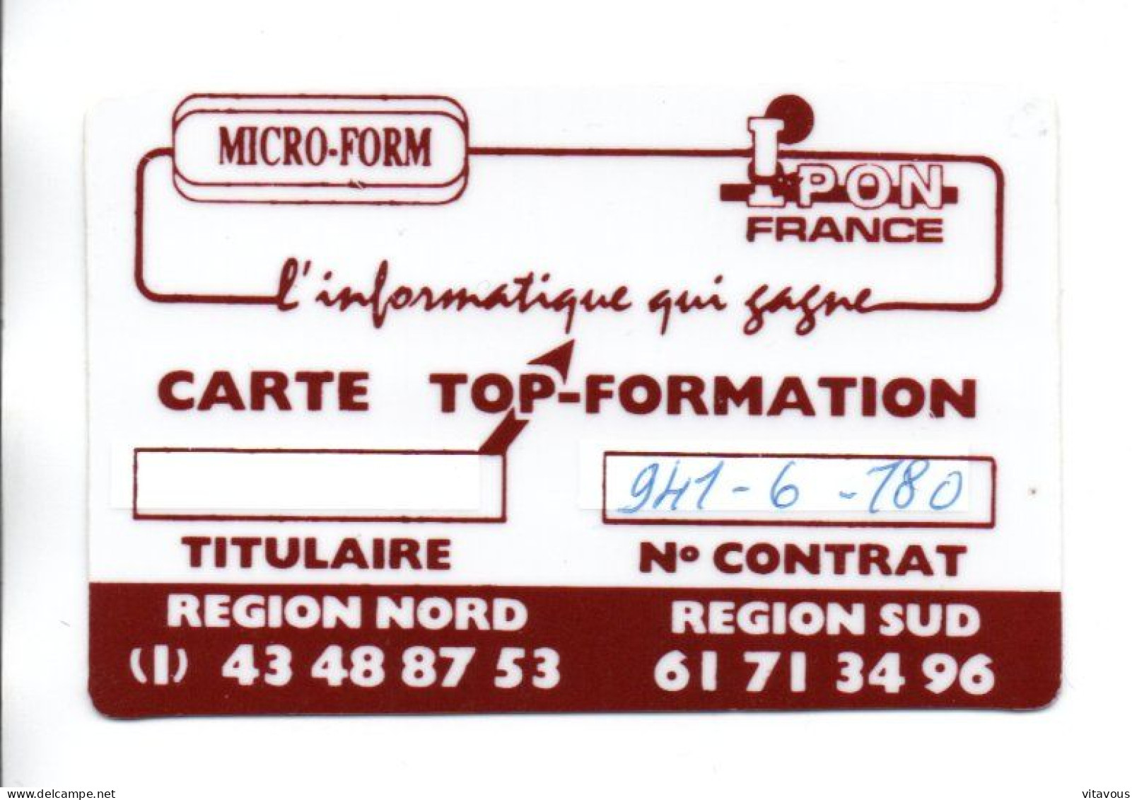 Carte MICRO-FORM - TOP FORMATION  France  Card  (salon 586) - Gift And Loyalty Cards