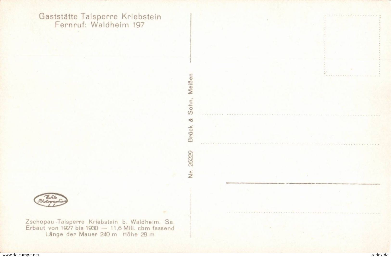 H0875 - Kriebstein Talsperre Gaststätte - Brück & Sohn - Waldheim