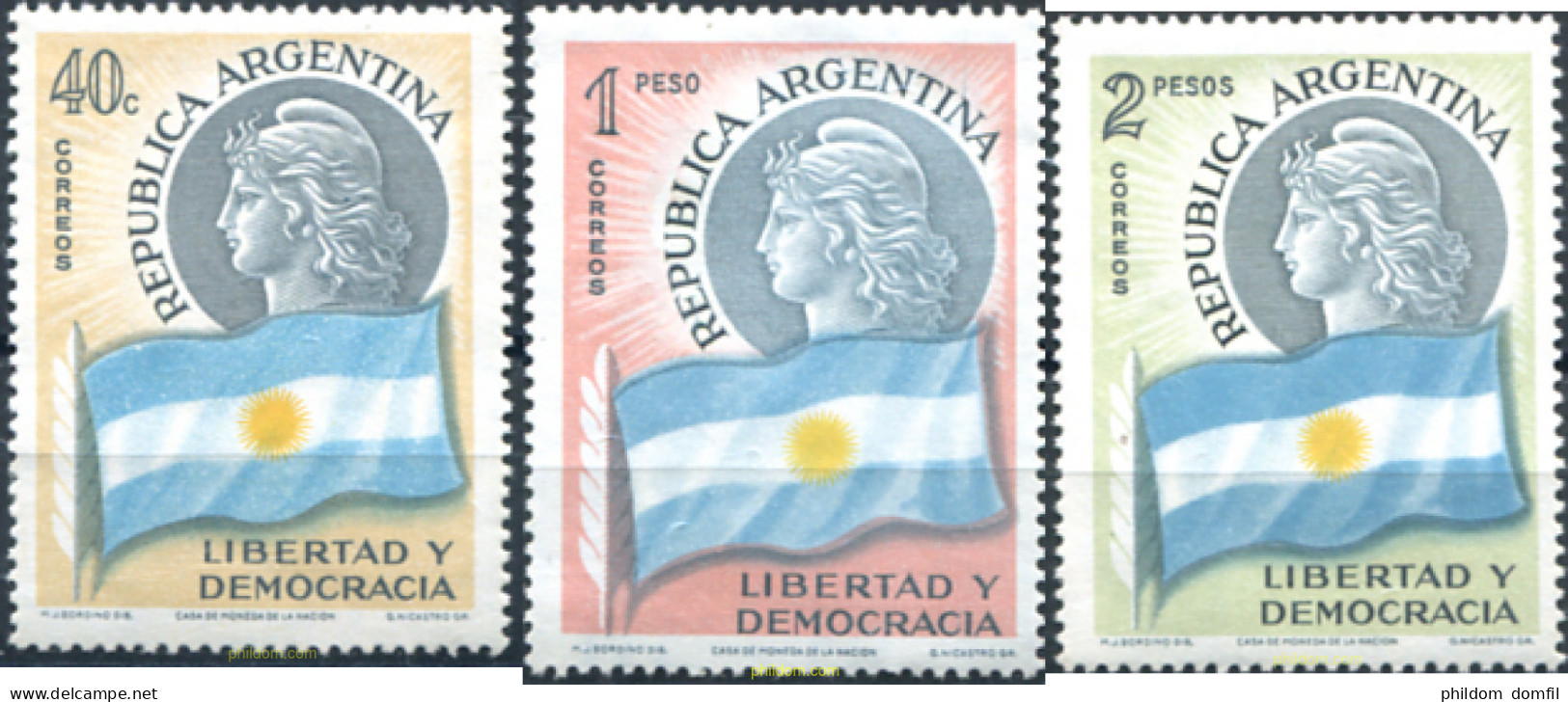 726218 MNH ARGENTINA 1958 LIBERTAD Y DEMOCRACIA - Nuevos