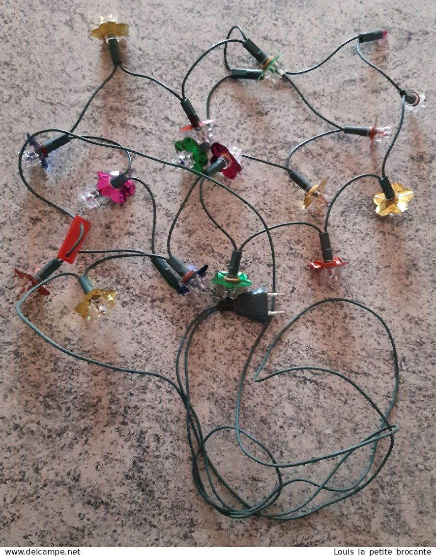 Guirlande électrique de sapin de Noël, clignotante, vintage années 70, 20 lampes, toutes fonctionnent.