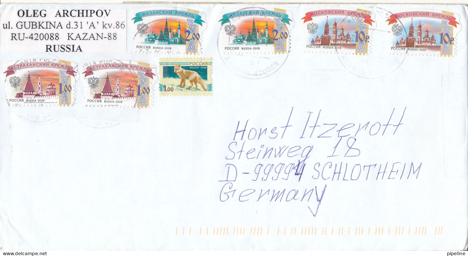 Russia Cover Sent To Germany 2009 With A Lot Of Topic Stamps - Covers & Documents