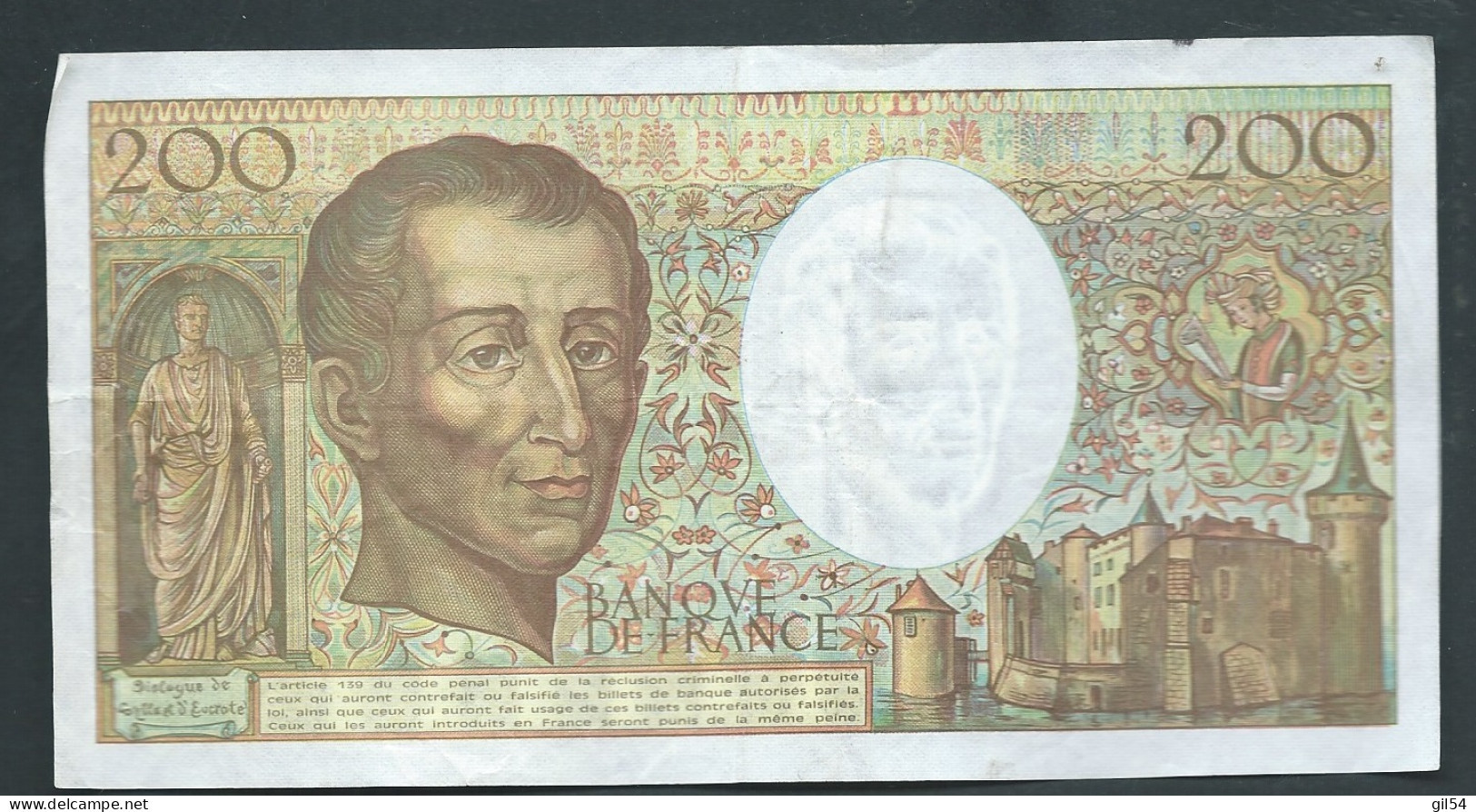 FRANCE Billet 200 Francs "Montesquieu" 1990 - 415372  G.095   Laura 11807 - 200 F 1981-1994 ''Montesquieu''