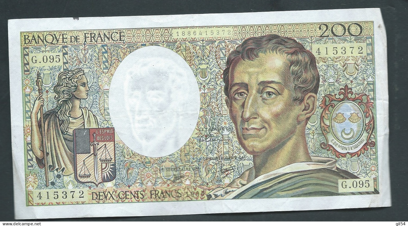 FRANCE Billet 200 Francs "Montesquieu" 1990 - 415372  G.095   Laura 11807 - 200 F 1981-1994 ''Montesquieu''