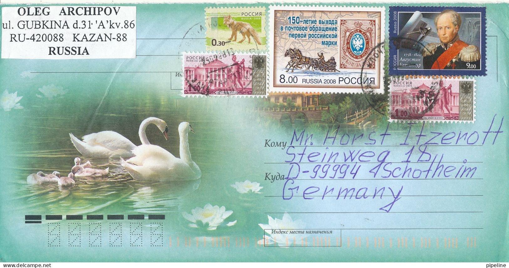 Russia Cover Sent To Germany 25-9-2008 Topic Stamps - Lettres & Documents