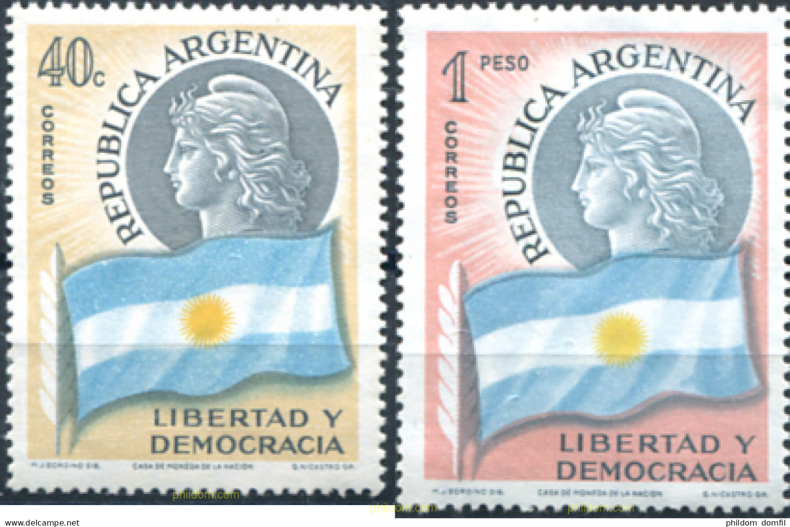 726221 HINGED ARGENTINA 1958 LIBERTAD Y DEMOCRACIA - Ongebruikt