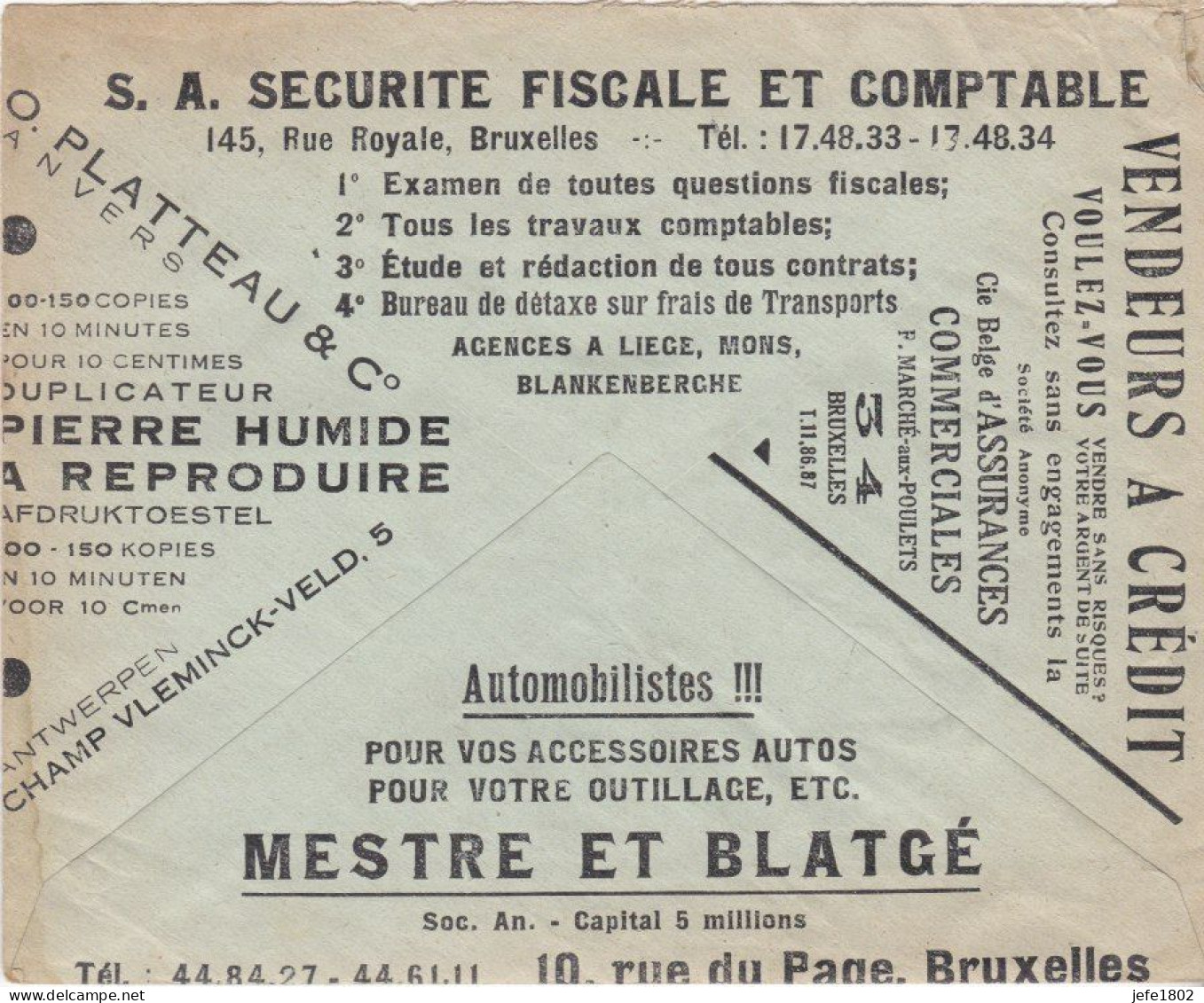 Automobilistes ... Mestreet Blatgé / Duplicateur - Afdruktoestel / Marché Aux Poulets / Sécurité Fiscale - Tarjetas 1934-1951