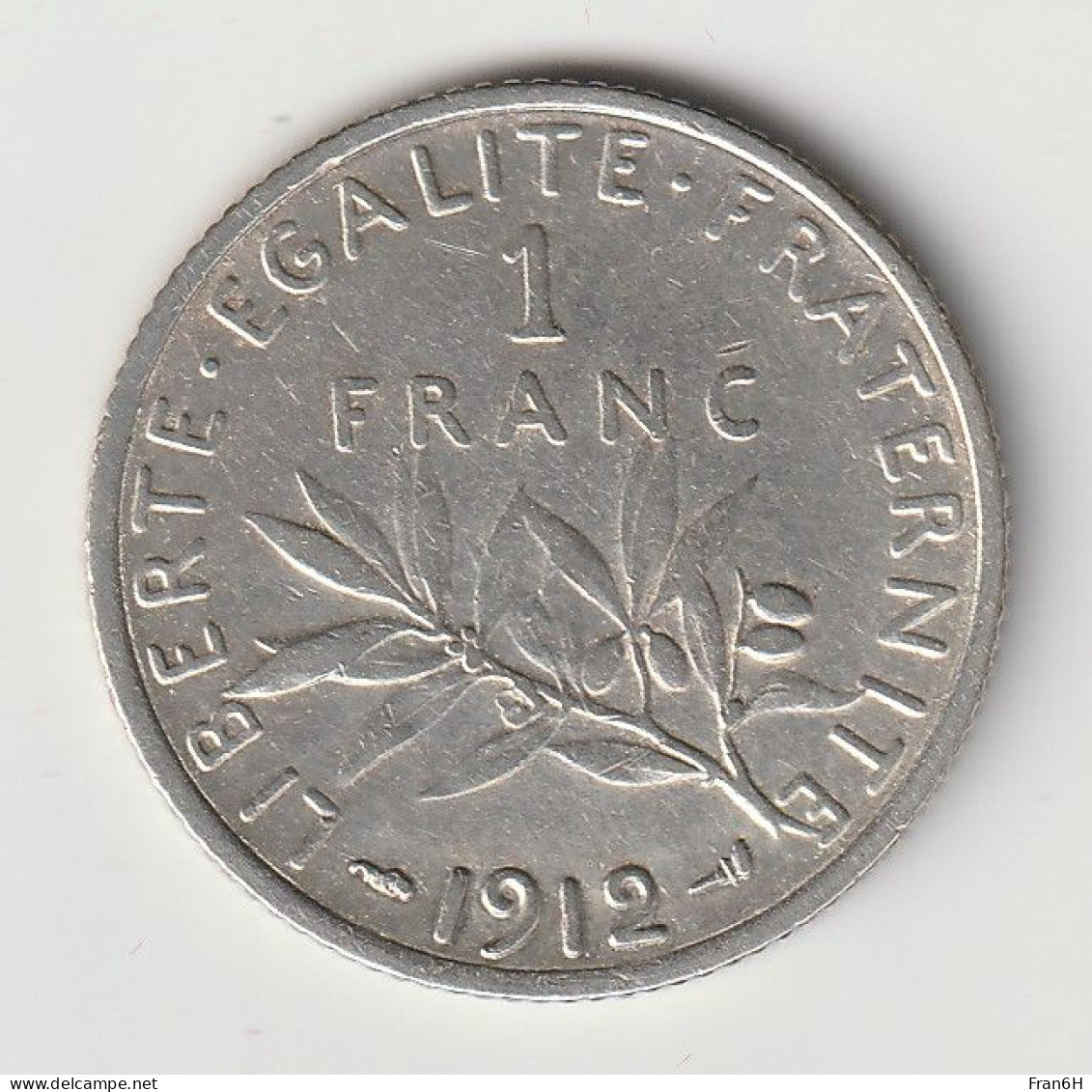 Semeuse 1 Franc Argent 1912 - Silver - - 1 Franc