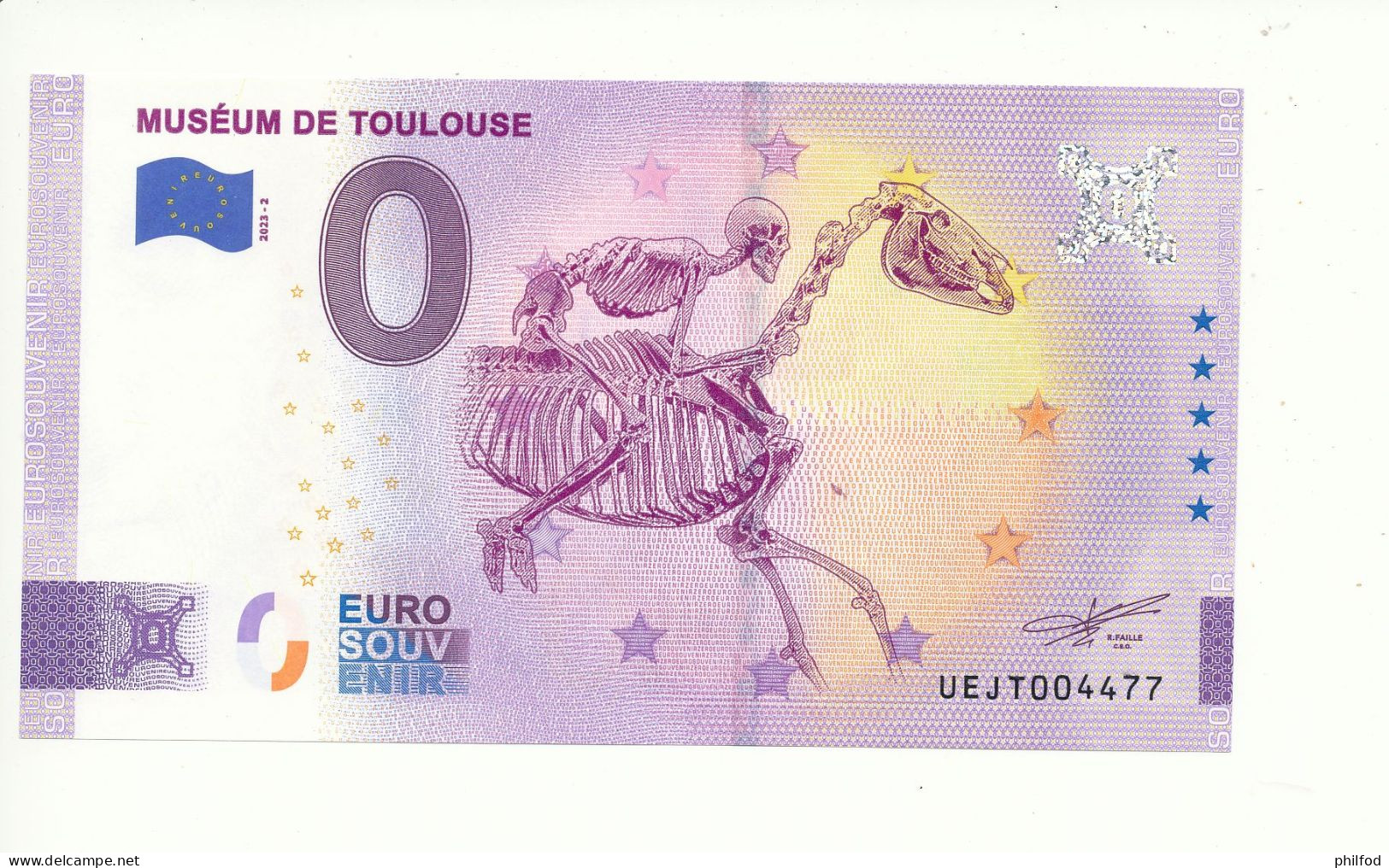 Billet Souvenir - 0 Euro - MUSÉUM DE TOULOUSE - UEJT - 2023-2 - N° 4477 - Kilowaar - Bankbiljetten