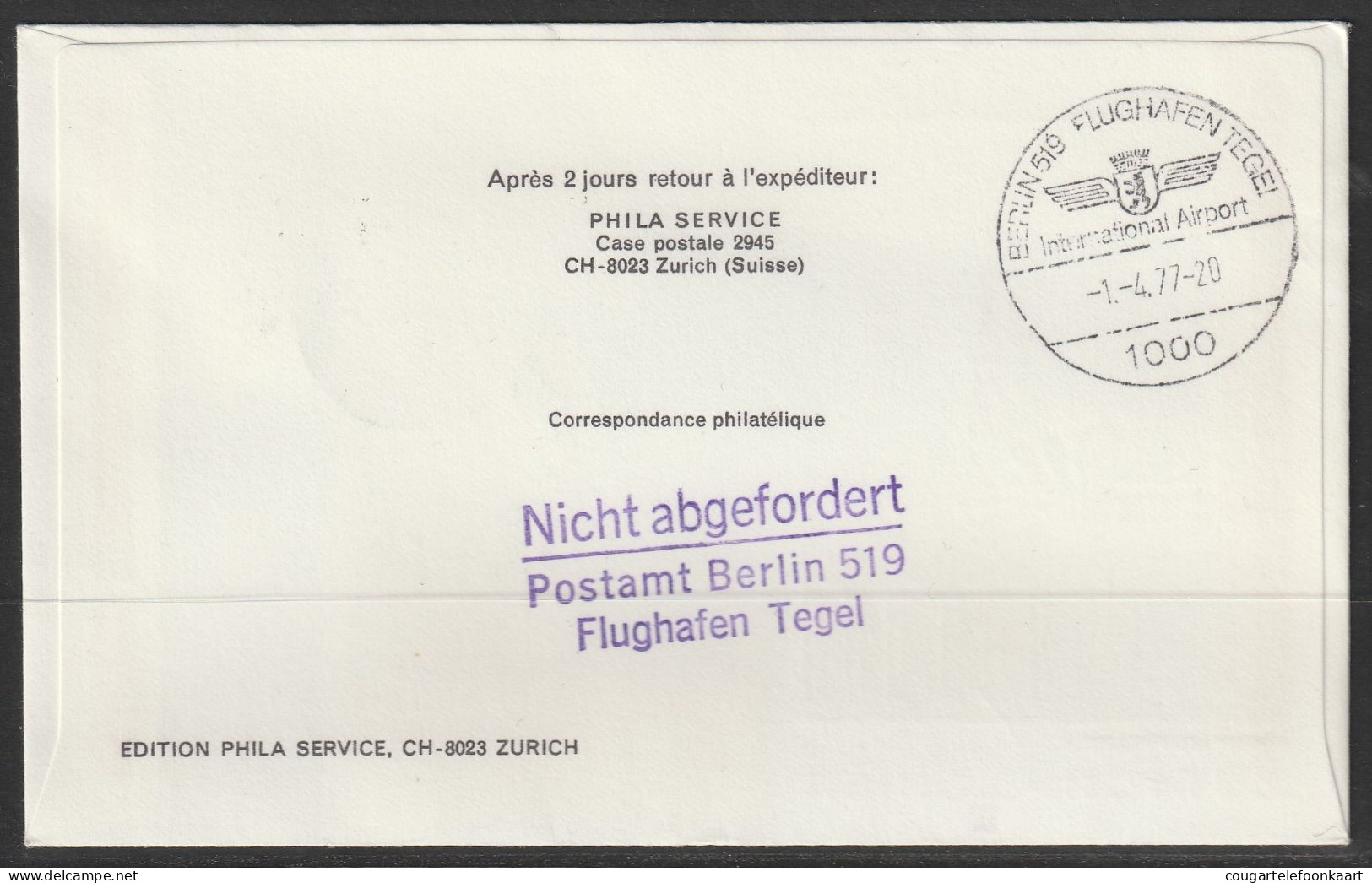 1977, Panam, Erstflug, Liechtenstein - Berlin - Poste Aérienne